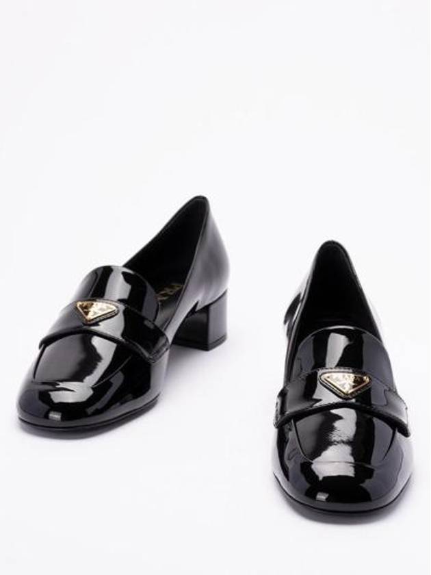 Triangle Logo Patent Leather Loafers Black - PRADA - BALAAN 3