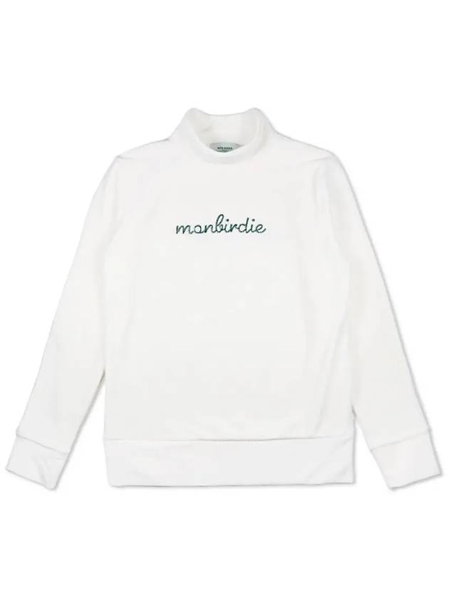 SOFT VELVET STRETCH Velvet ribbed mock neck brushed t-shirt WHITE - MONBIRDIE GOLF - BALAAN 2