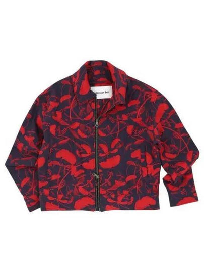 Flower Embroidery Zip-Up Jacket Red Navy - ANDERSSON BELL - BALAAN 2