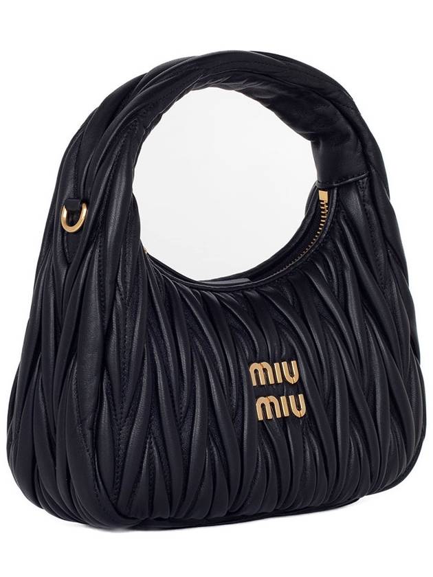 Wander Materasse Nappa Leather Mini Hobo Tote Bag Black - MIU MIU - BALAAN 3