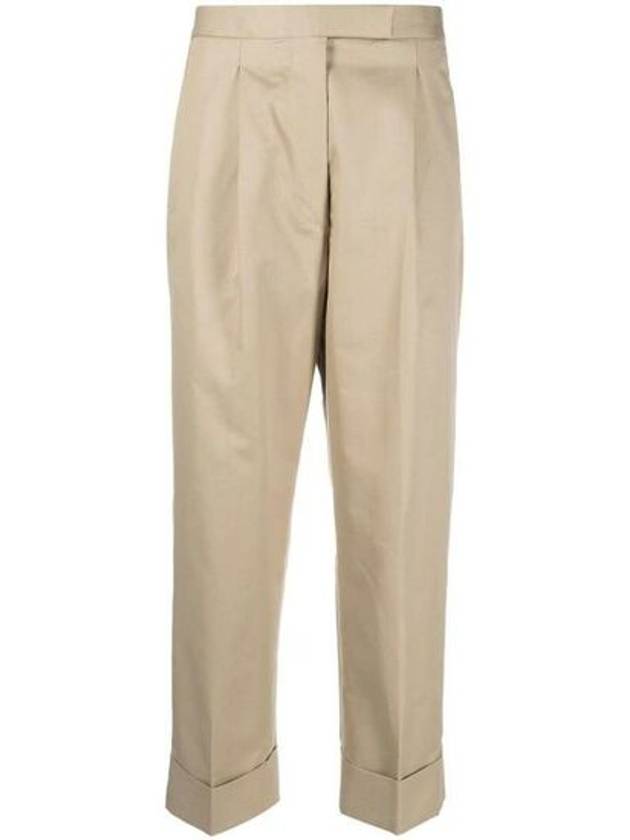 High Waist RWB Trimming Cotton Twill Straight Pants Light Beige - THOM BROWNE - BALAAN 2