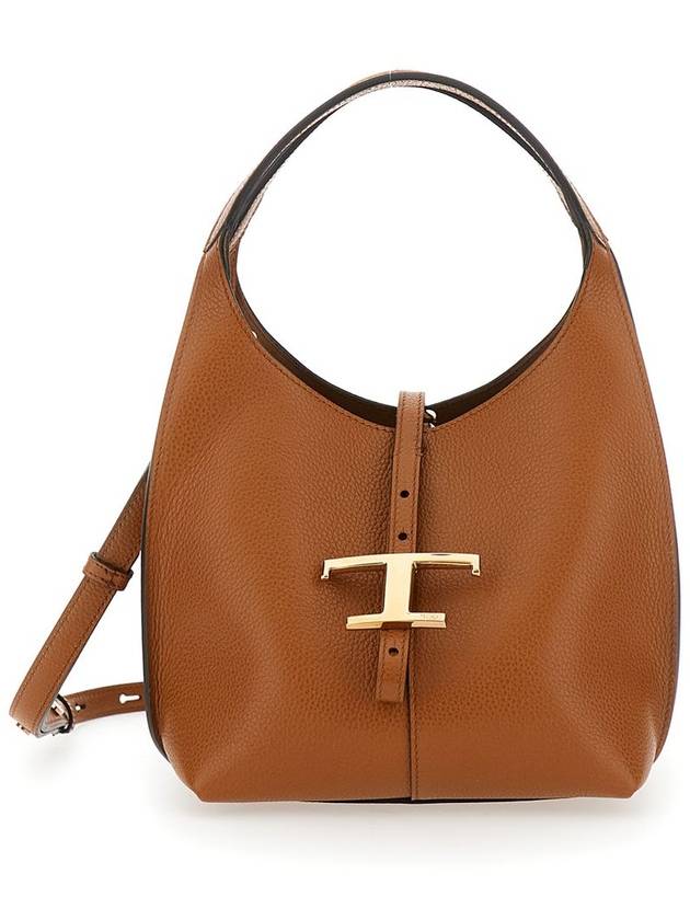 T Timeless Medium Leather Shopper Shoulder Bag Brown - TOD'S - BALAAN 1