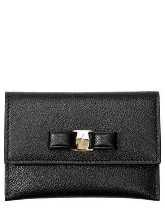 Vara Bow Card Walletr Black - SALVATORE FERRAGAMO - BALAAN 2