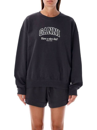 Isoli Oversized Cotton Sweatshirt Black - GANNI - BALAAN 2