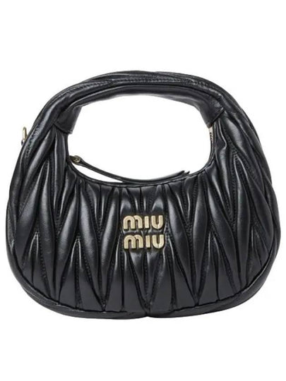 Wander Matelasse Nappa Leather Hobo Mini Bag Black - MIU MIU - BALAAN 2