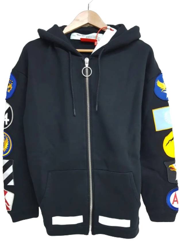 Patch Zip-Up Hoodie Black - OFF WHITE - BALAAN 1