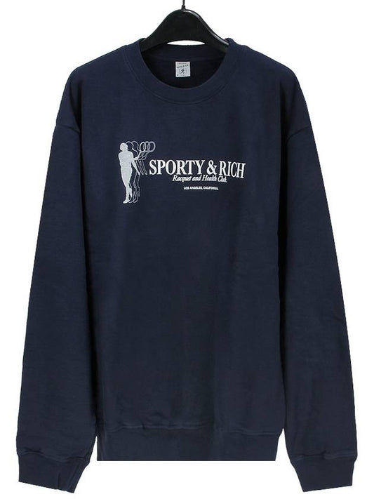 Racket Health Cotton Sweatshirt Navy - SPORTY & RICH - BALAAN.