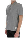 Men's Cotton Pique Center Bag Striped Short Sleeve Polo Shirt Grey - THOM BROWNE - BALAAN 5