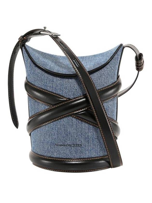 The Curve Two-Tone Denim Bucket Bag Blue Black - ALEXANDER MCQUEEN - BALAAN 2