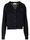 Heart Logo Wool Cardigan Black - AMI - BALAAN 2