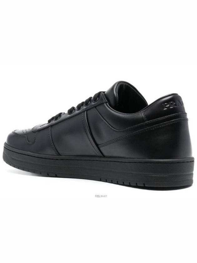 Downtown Triagle Logo Leather Low Top Sneakers Black - PRADA - BALAAN 5