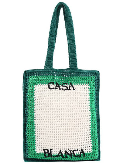 Logo Tennis Crochet Tote Bag Green White - CASABLANCA - BALAAN 2