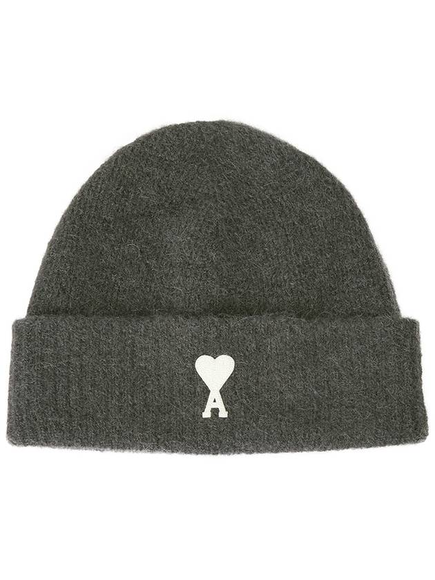 Logo Patch Knit Beanie Dark Gray - AMI - BALAAN 2