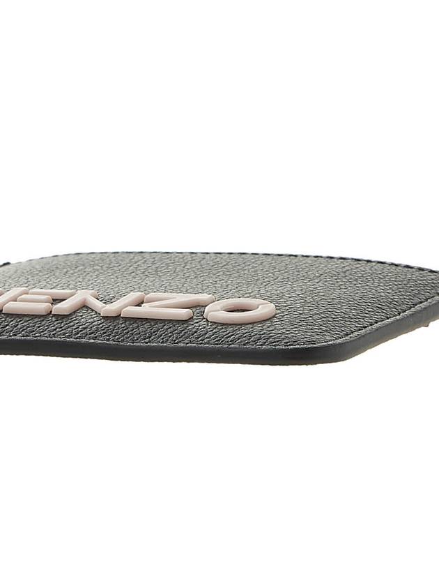 Logo Calf Leather Card Wallet Black - KENZO - BALAAN 9