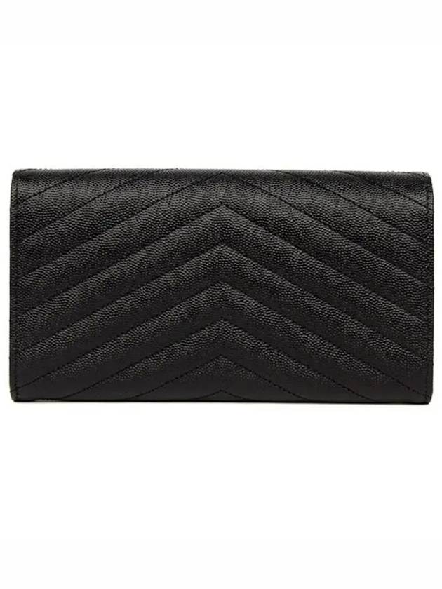 Matelasse Monogram Quilted Leather Flap Long Wallet Black - SAINT LAURENT - BALAAN 5