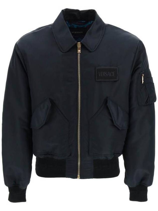 logo patch nylon bomber jacket black - VERSACE - BALAAN 1