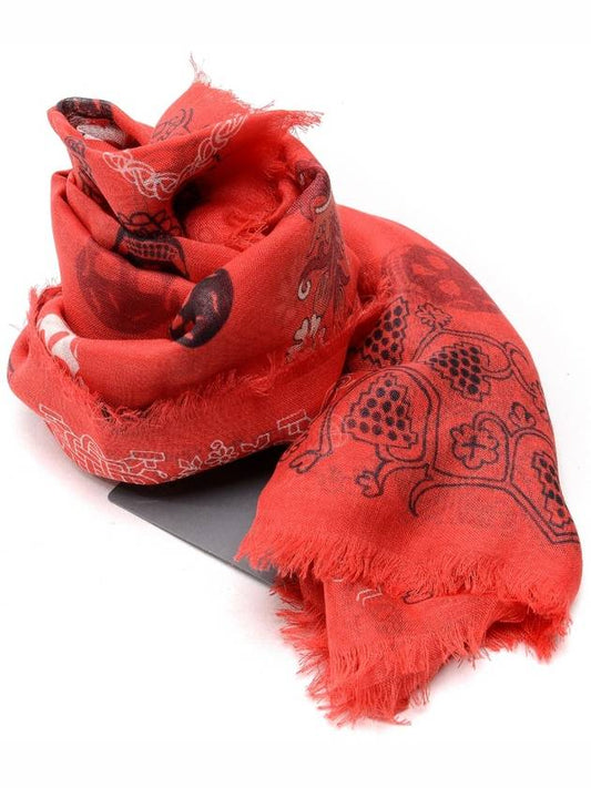 Unisex Red Skull Scarf 492555_3881Q_6460_17F - ALEXANDER MCQUEEN - BALAAN 1