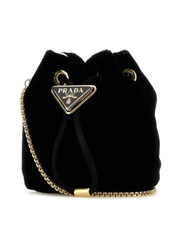 Velvet Bucket Bag Black - PRADA - BALAAN 1