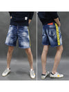 Men's Neon Logo Patch Denim Shorts Blue - DSQUARED2 - BALAAN 2