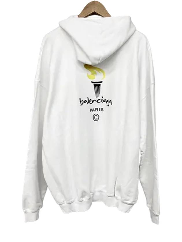 Embroidered Flame Logo Hoodie White - BALENCIAGA - BALAAN 2