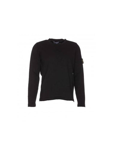 Compass Badge Ribbed Cotton Knit Top Black - STONE ISLAND - BALAAN 1