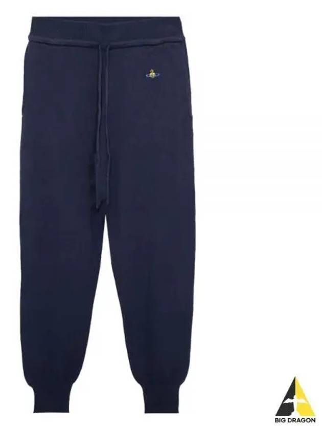 Women's Embroidered Logo Cashmere Blend Track Pants Navy - VIVIENNE WESTWOOD - BALAAN 2