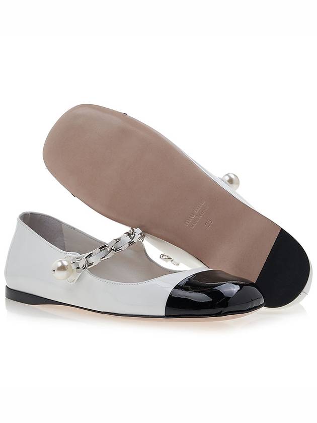 Patent Leather Ballerina Black White - MIU MIU - BALAAN 6