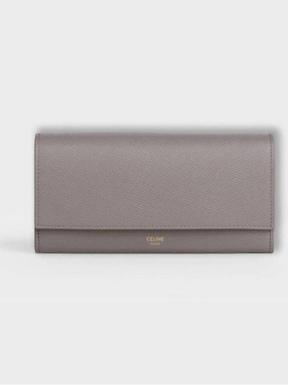 Grained Calfskin Flap Long Wallet Dark Beige - CELINE - BALAAN 2