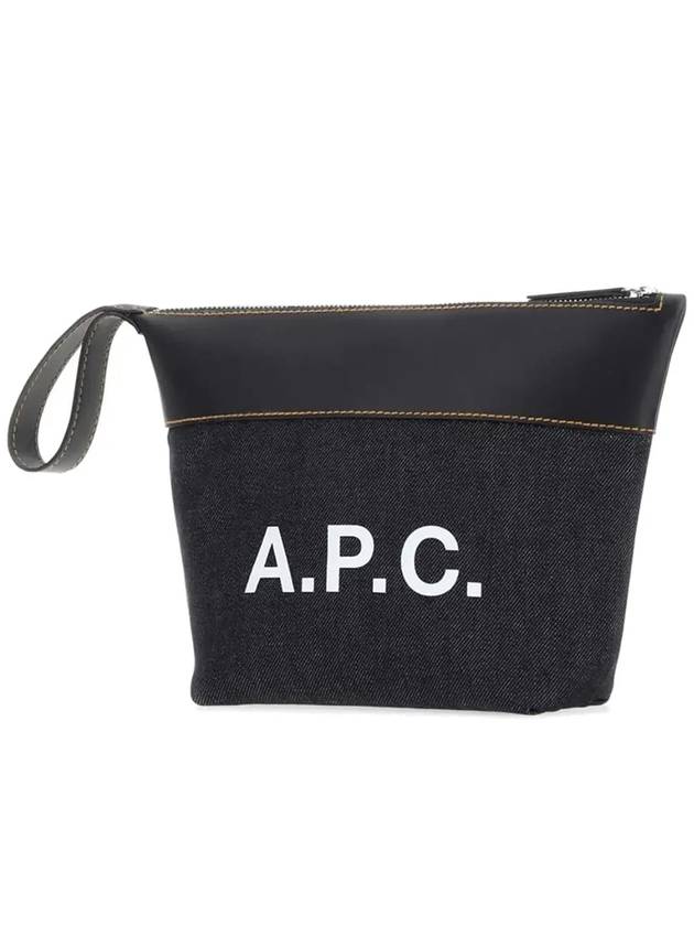 Axel Logo Denim Leather Pouch Bag Dark Navy - A.P.C. - BALAAN 5