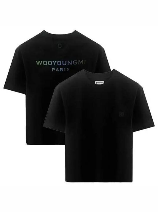 Wooyoungmi Gradient Embossed Back Logo Short Sleeve T-Shirt Black - WOOYOUNGMI - BALAAN 2