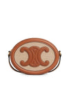 Cuir Triomphe Textile Calfskin Oval Cross Bag Natural Tan - CELINE - BALAAN 1