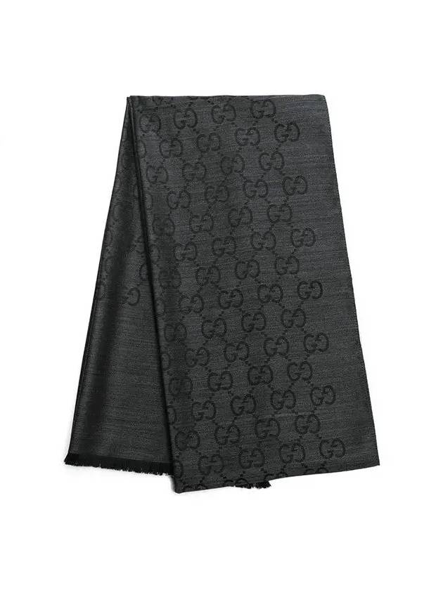 GG Jacquard Pattern Two-Tone Wool Silk Muffle Black - GUCCI - BALAAN 2