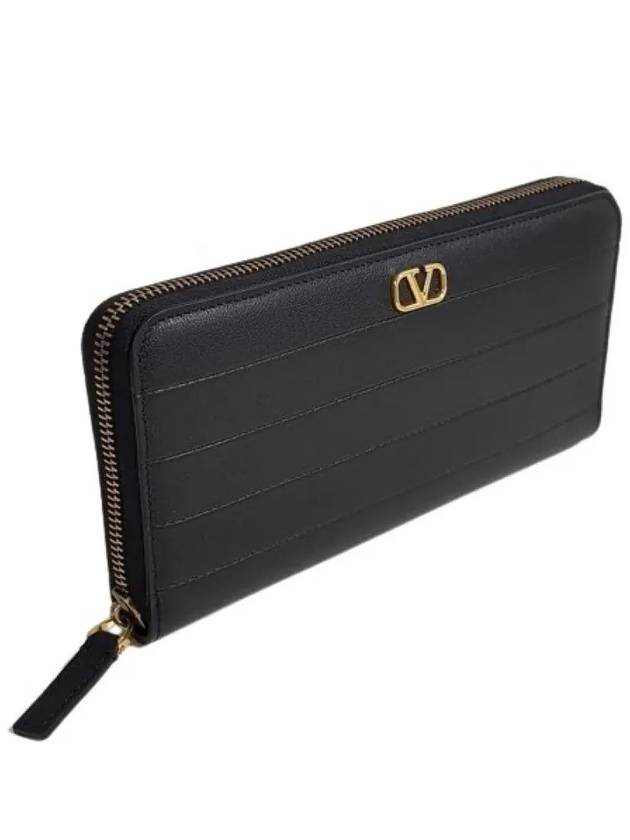 P0645 XWQ 0NO V logo long wallet black - VALENTINO - BALAAN 3