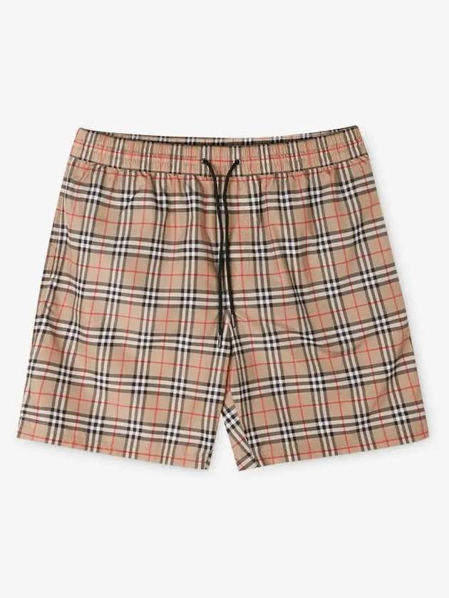 Men's Small Scale Check Drawstring Swim Shorts Beige - BURBERRY - BALAAN 3