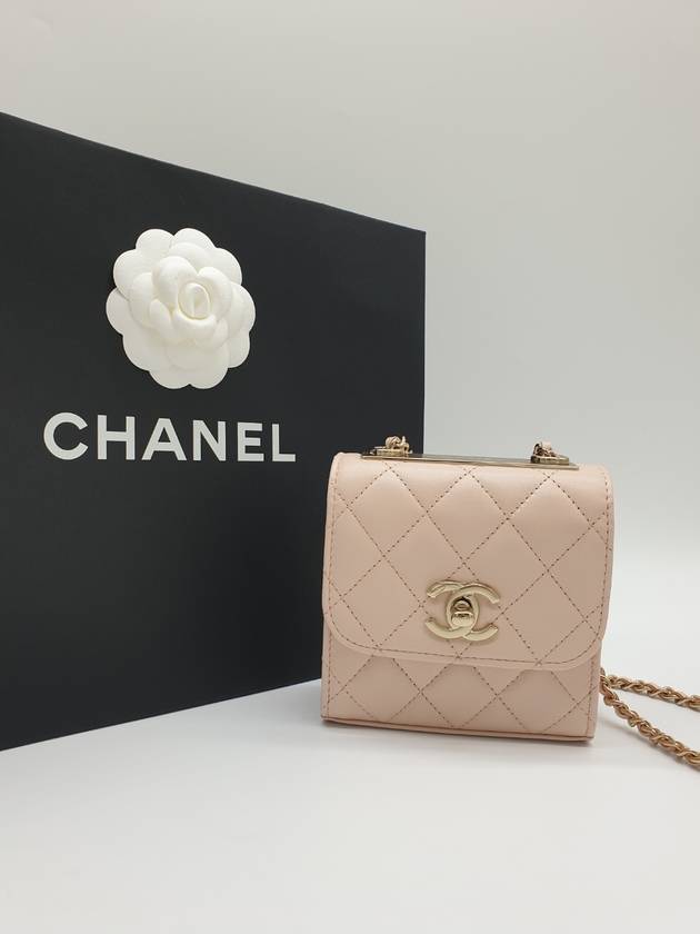 gold CC logo chain lambskin mini cross bag pink beige - CHANEL - BALAAN 2