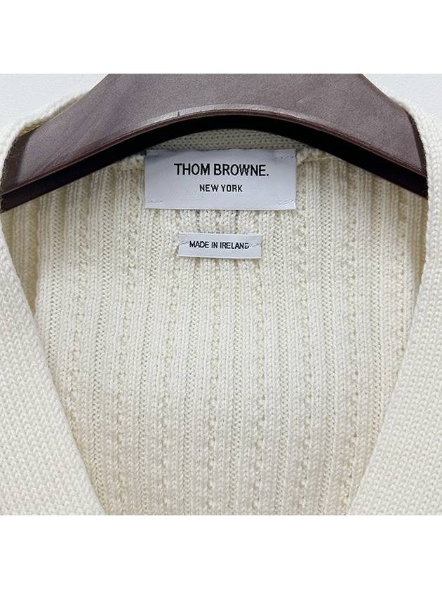 4 Bar Cable Wool Crop Cardigan Ivory - THOM BROWNE - BALAAN 9