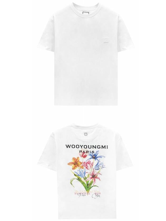 W241TS56701W Flower Back Logo Round Short Sleeve T Shirt White Men s TEO - WOOYOUNGMI - BALAAN 4