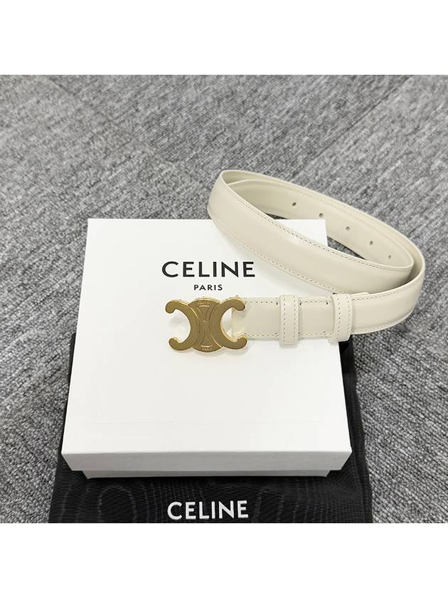 Triomphe Taurillon Medium Leather Belt White - CELINE - BALAAN 3