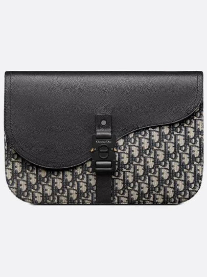 Oblique Saddle A4 Pouch Bag Black - DIOR - BALAAN 2