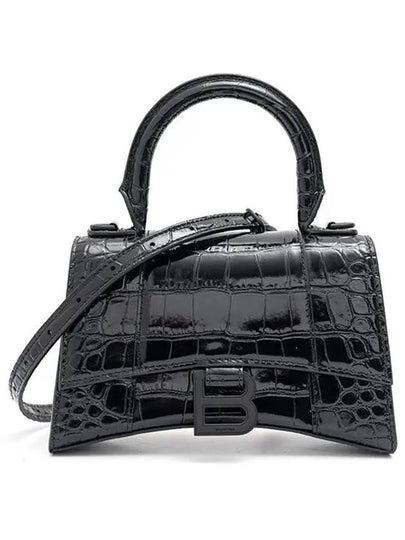 Hourglass Crocodile Embossed Small Tote Bag Black - BALENCIAGA - BALAAN 2