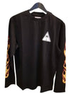 Flaming Long Sleeve T-Shirt Black - PALM ANGELS - BALAAN 1