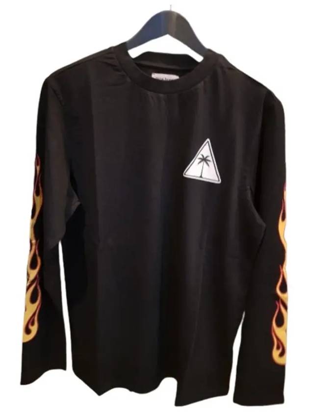 Flaming Long Sleeve T-Shirt Black - PALM ANGELS - BALAAN 2