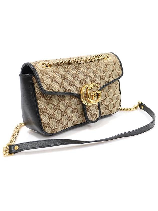 443497 GG logo matelass jacquard gold chain Marmont small shoulder bag - GUCCI - BALAAN 3