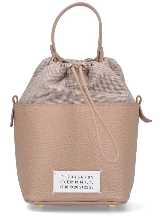 5AC Number Logo Texture Leather Bucket Bag Beige - MAISON MARGIELA - BALAAN 2