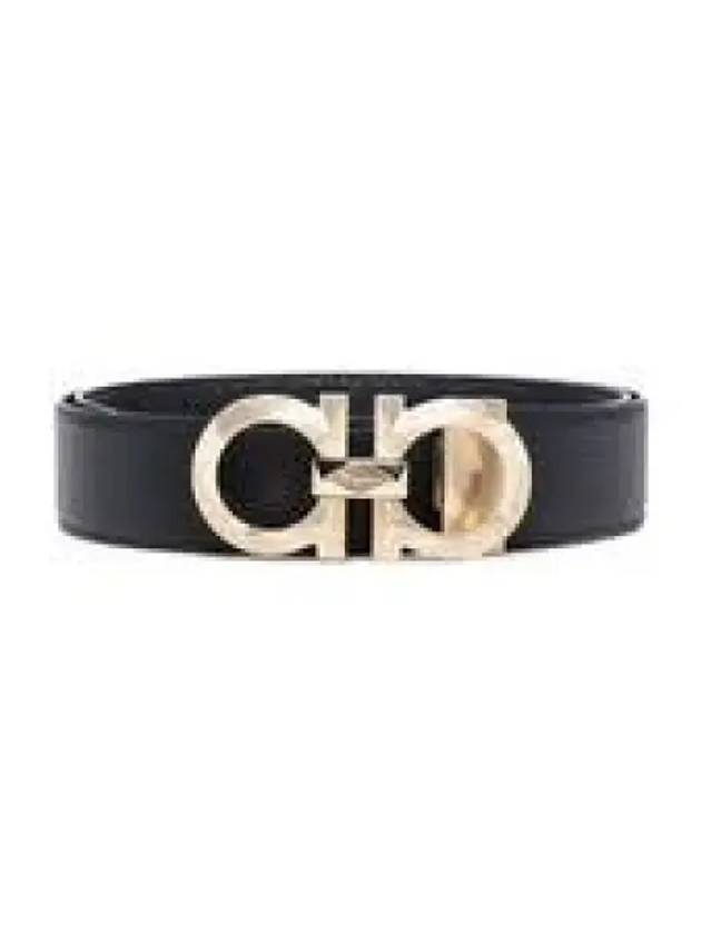 Gancini Buckle Calfskin Belt Black - SALVATORE FERRAGAMO - BALAAN 2