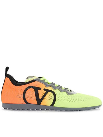 lime green and fluorescent orange sporty sneakers in cotton and pu bold design - VALENTINO - BALAAN 1