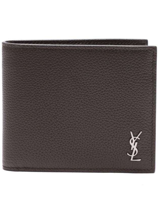 Tiny Cassandre Logo Plaque Half Wallet Khaki - SAINT LAURENT - BALAAN 3