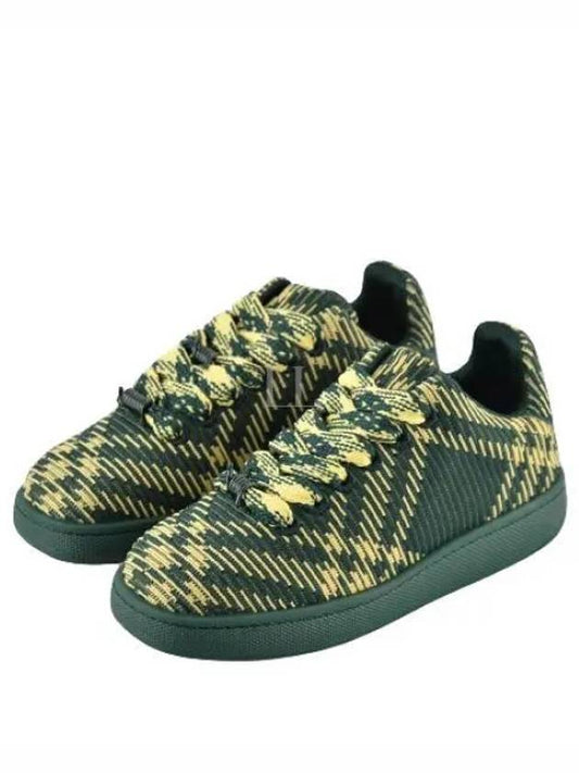 Check Square Toe Low Top Sneakers Green - BURBERRY - BALAAN 2