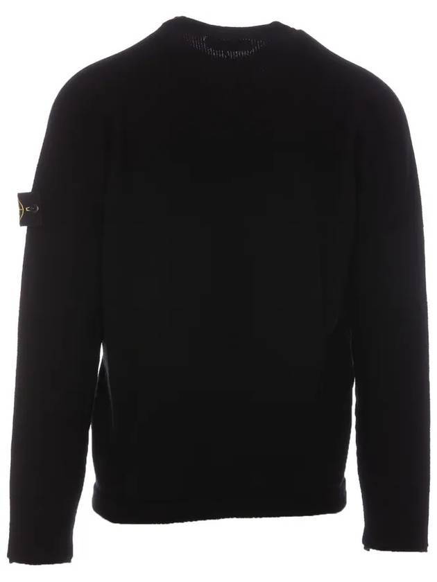 Crew Neck Wool Knit Top Black - STONE ISLAND - BALAAN 4