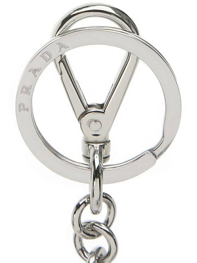 Triangle Logo Metal Keychain Black - PRADA - BALAAN 5